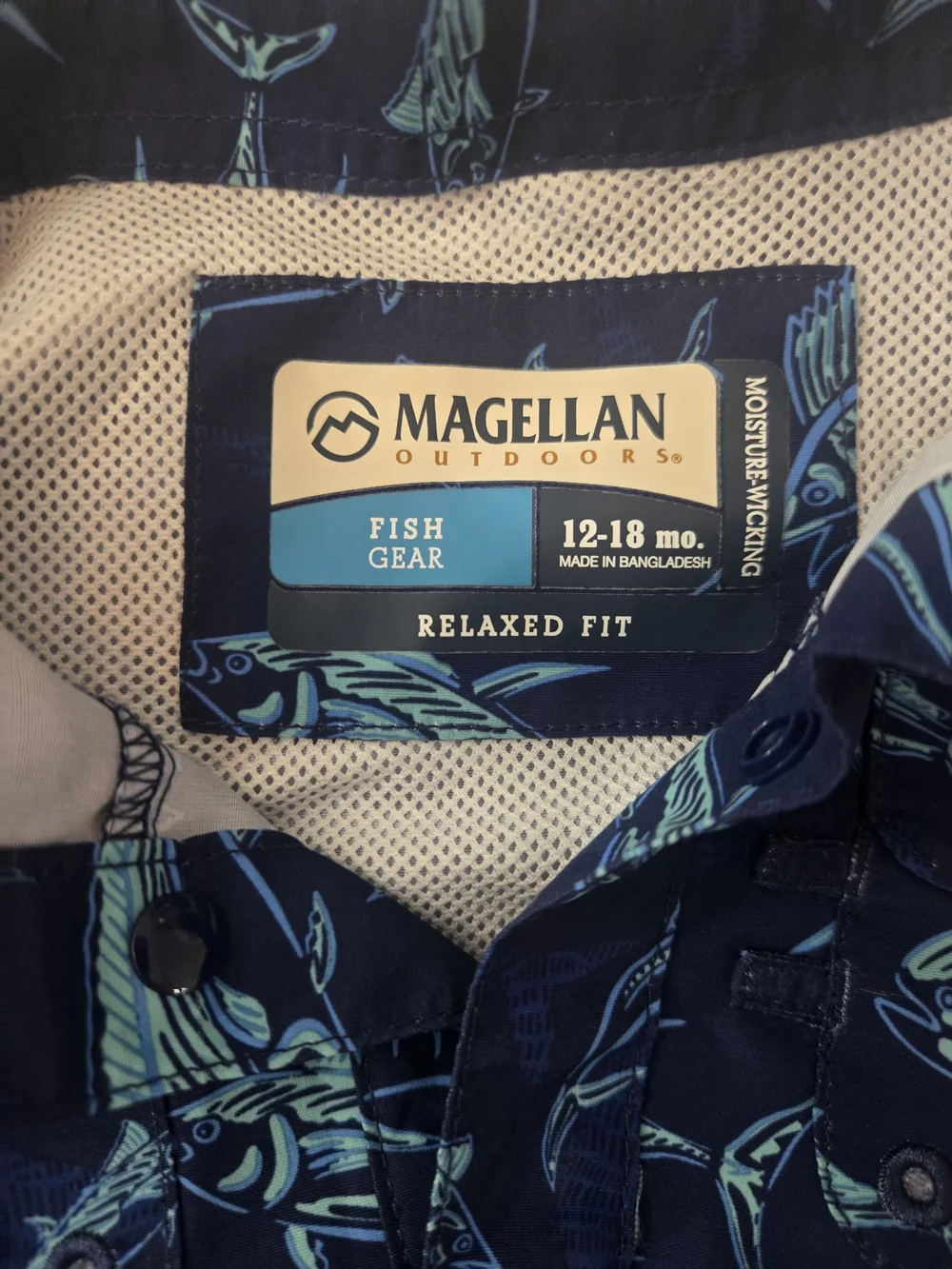 Magellan Outdoors Kids' Navy Blue Fish Print Swim Romper